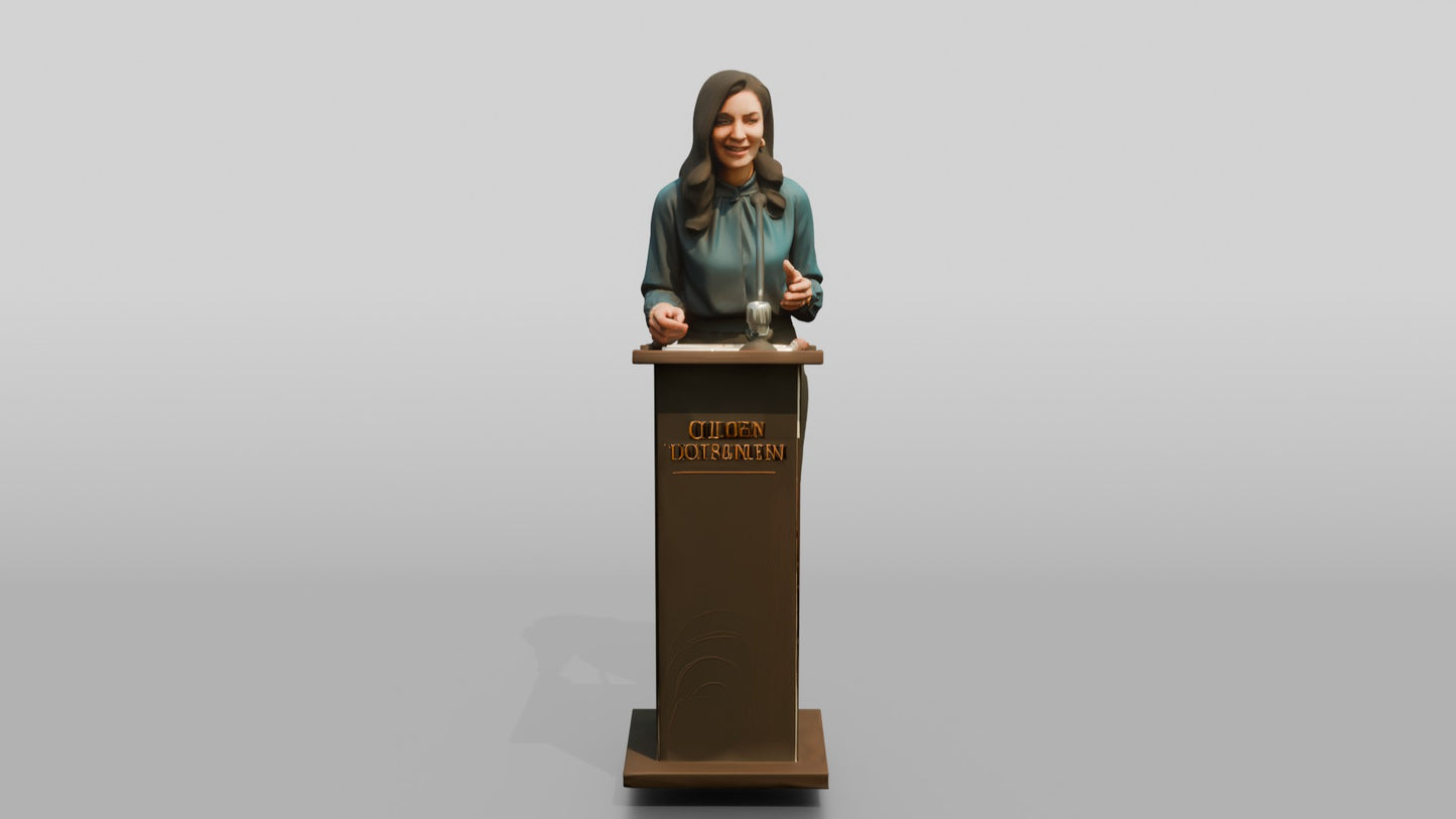 Woman Giving a Presentation at a Podium
