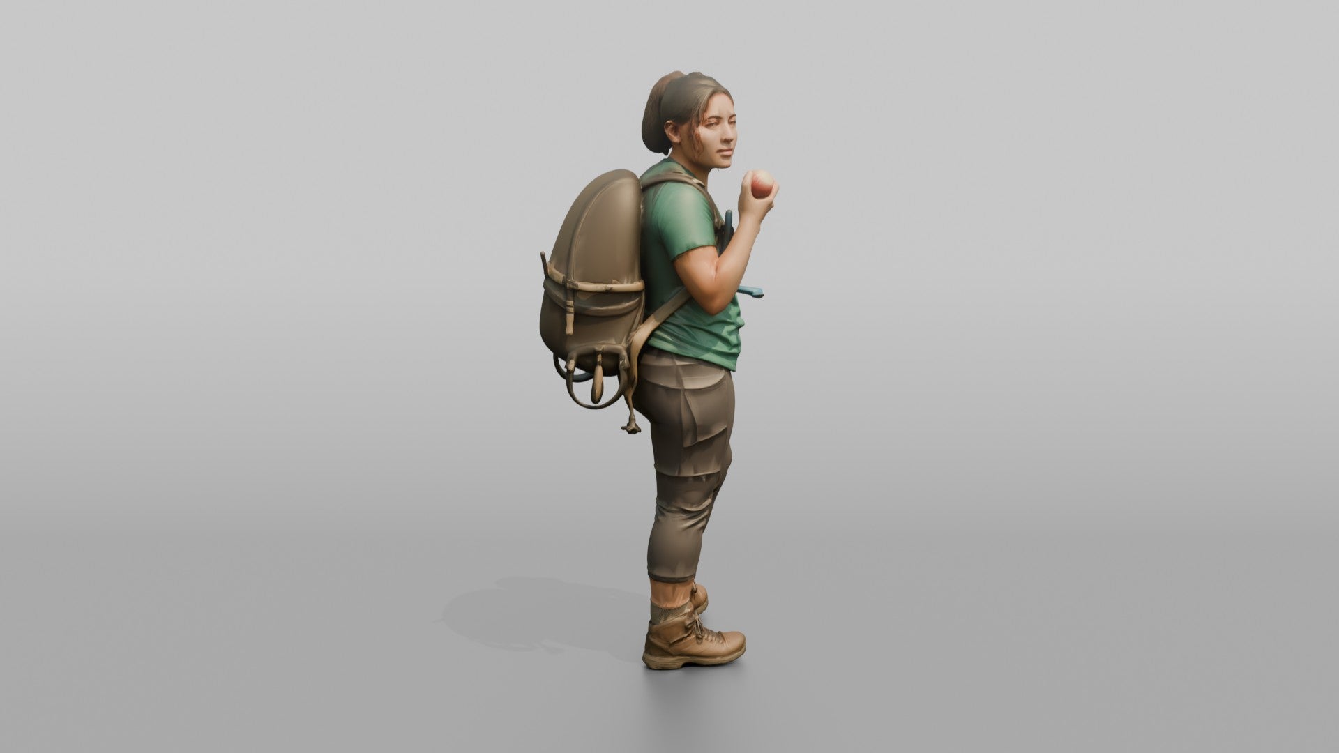 Hiker Eating an Apple on the Trail