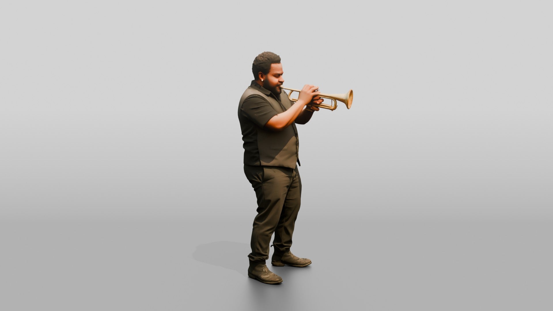 Jazz Trumpeter Playing Gold Trumpet