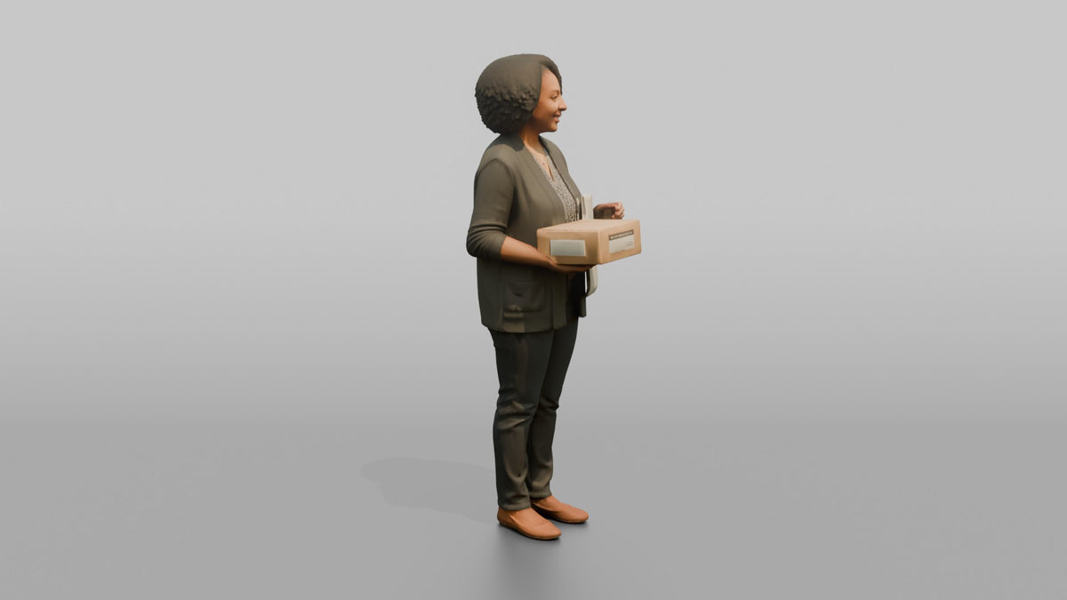 Woman Customer Holding A Return Item And A Printed Receipt - 3D character model, view 2