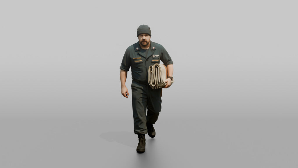 Quartermaster Carrying Navigation Charts Across the Bridge
