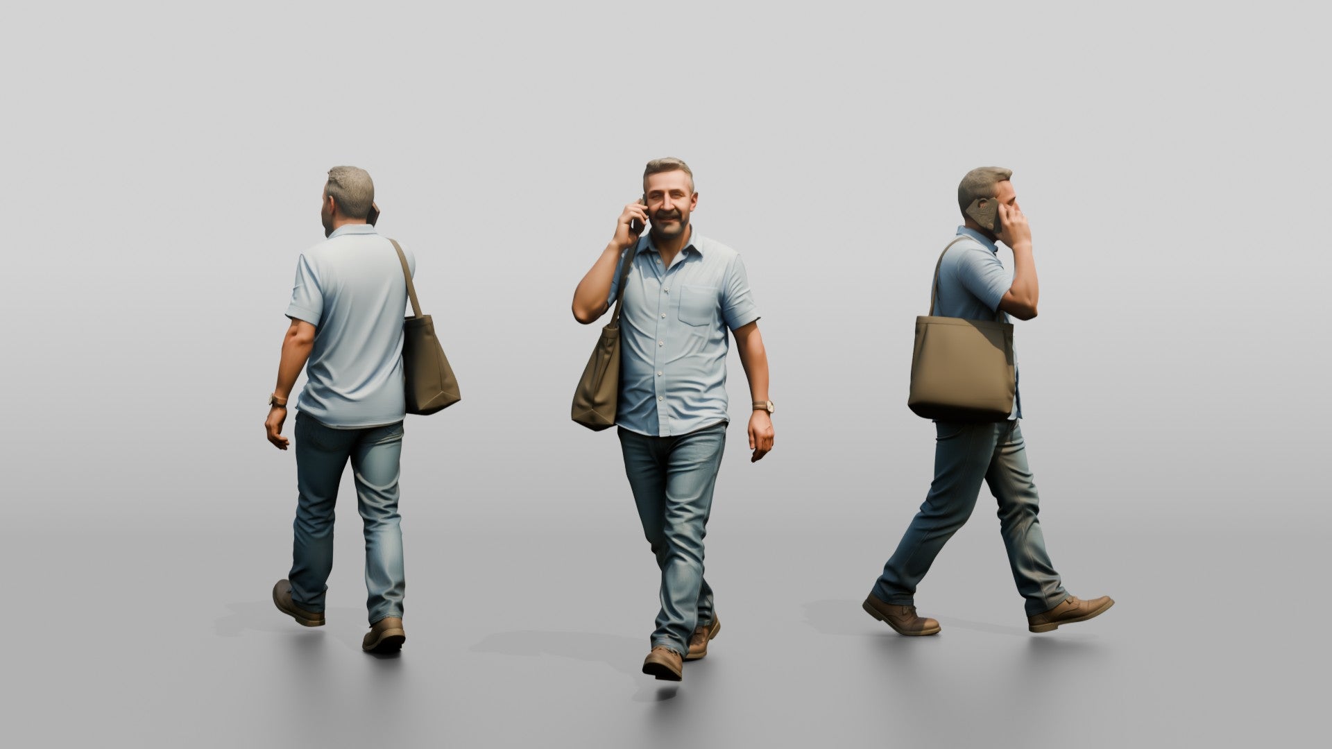 Middle-Aged Turkish Man Talking on His Phone