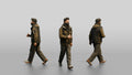 Techwear Man Walking in Layered Jacket