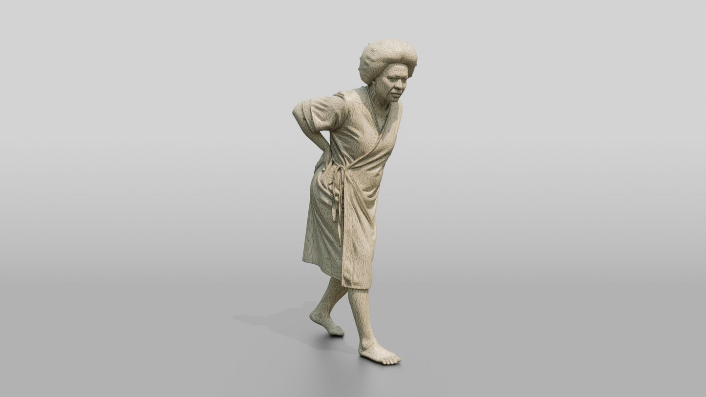 Elderly Woman Patient Walking with Back Pain