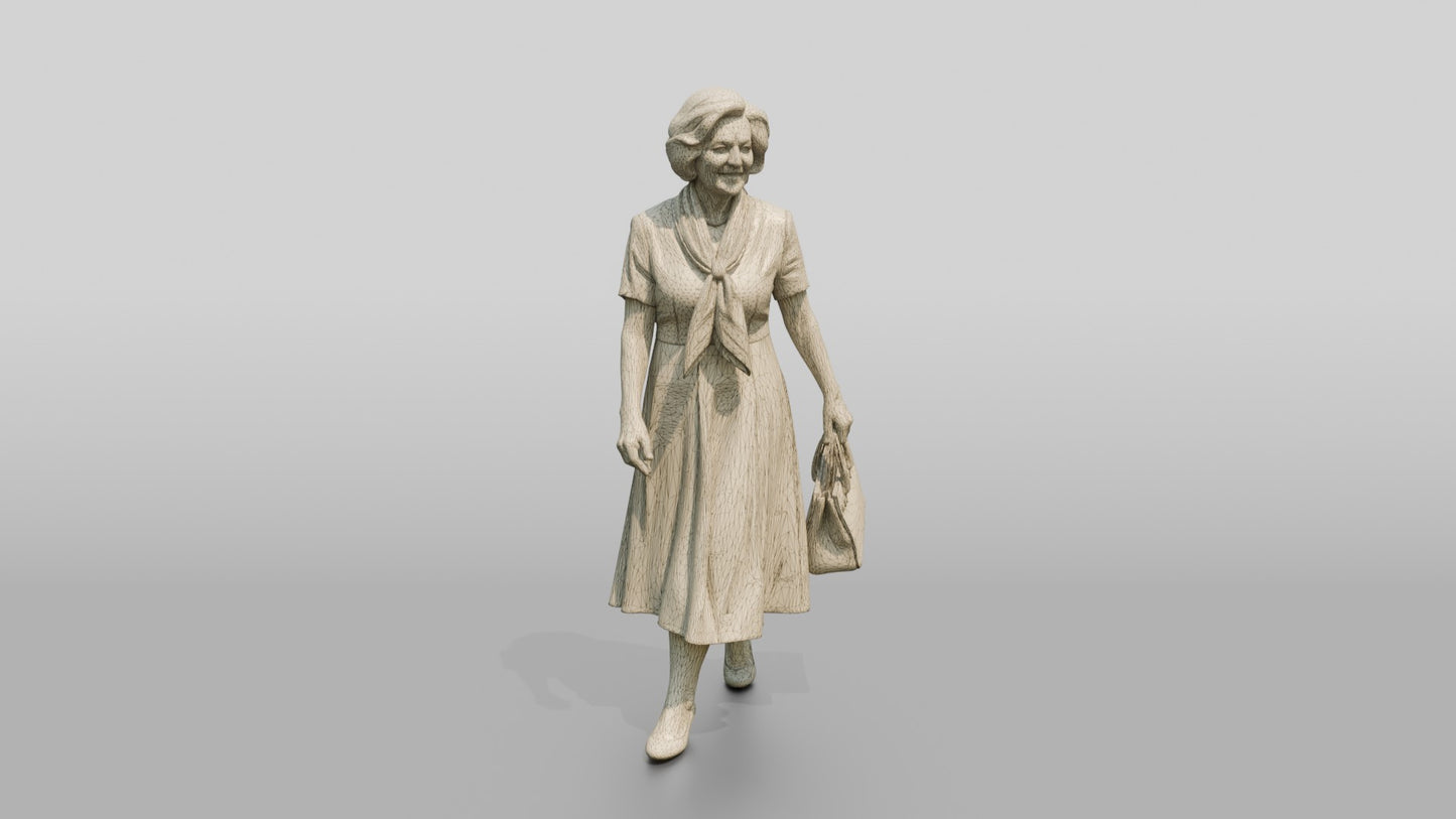 Elderly Curvy Italian Woman Holding an Elegant Handbag