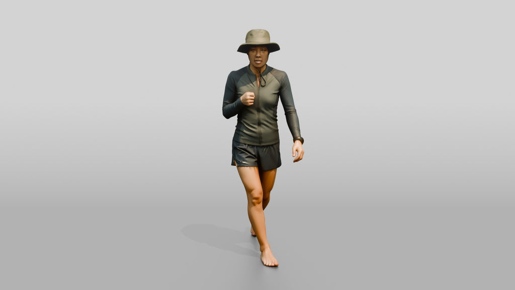 Woman Zipping Up Long-Sleeve Rashguard