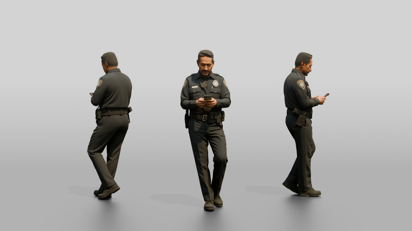 Police Officer Checking His Phone