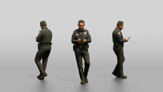Police Officer Checking His Phone