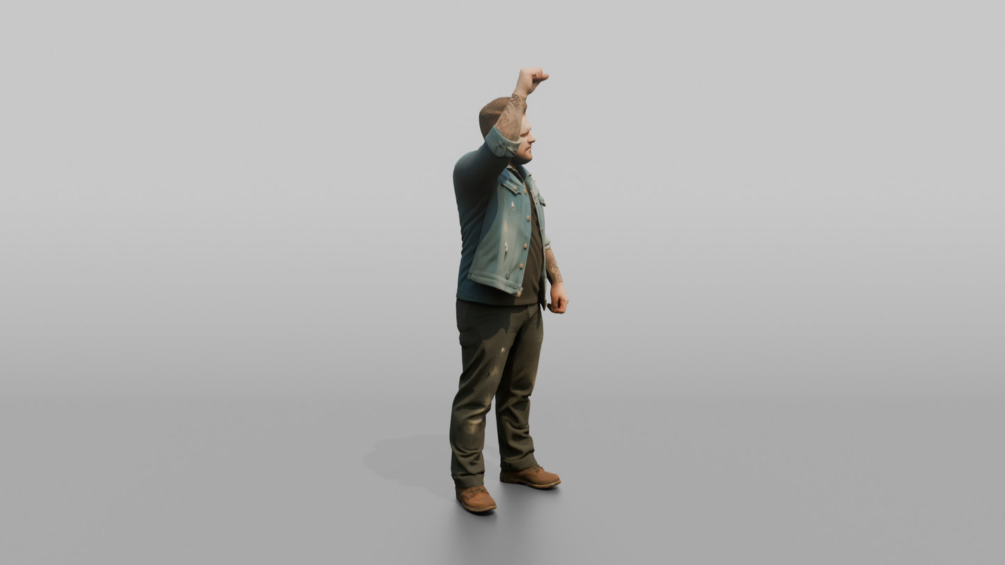 Protester Man Raising a Fist in the Air