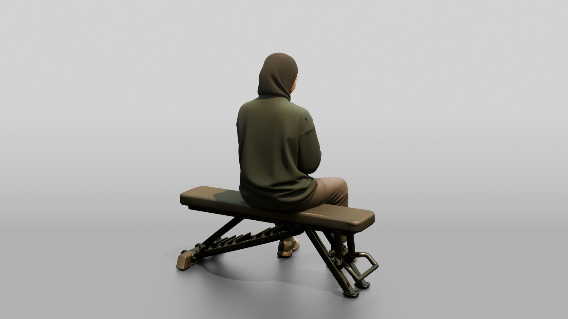 Woman in Sports Hijab Sitting