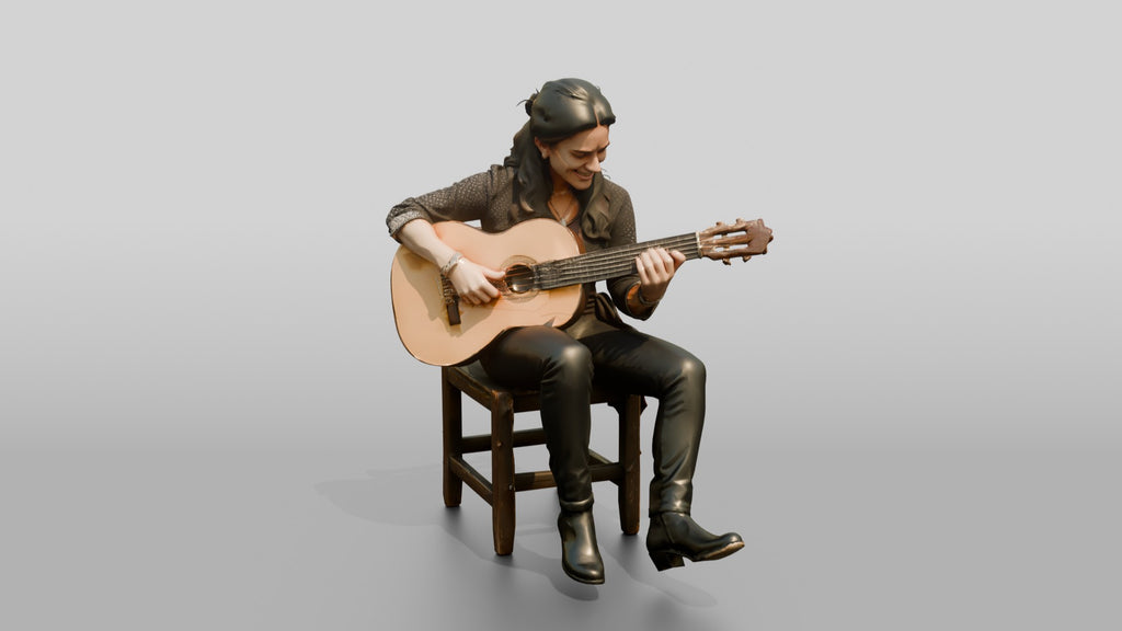 Flamenco Guitarist Tapping Heel While Strumming