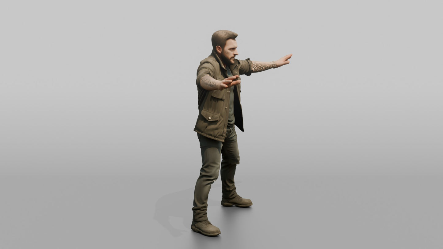 Protester Man Standing with Arms Spread Wide