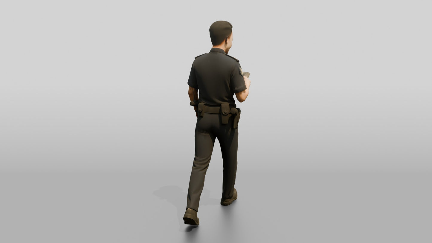 Police Officer Strolling on His Phone