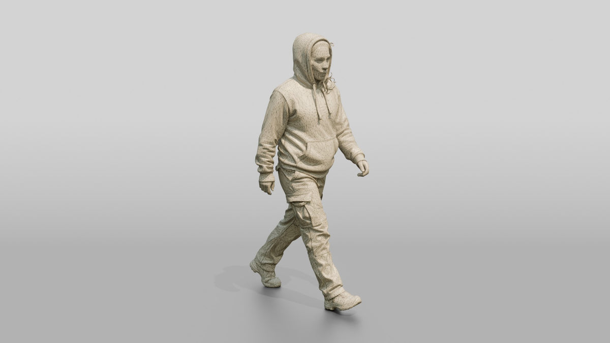 Central American Female Walking - wireframe topology preview