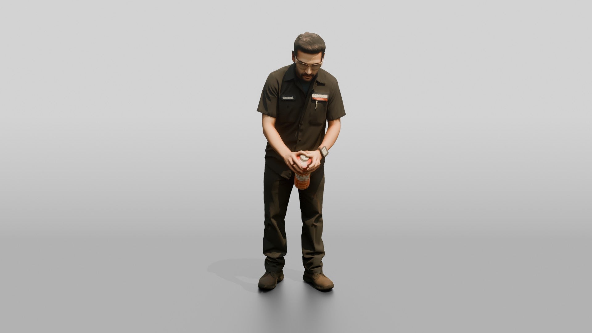 Mechanic Spraying Brake Cleaner