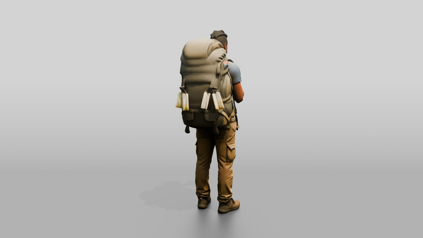 Weary Backpacker at Train Station