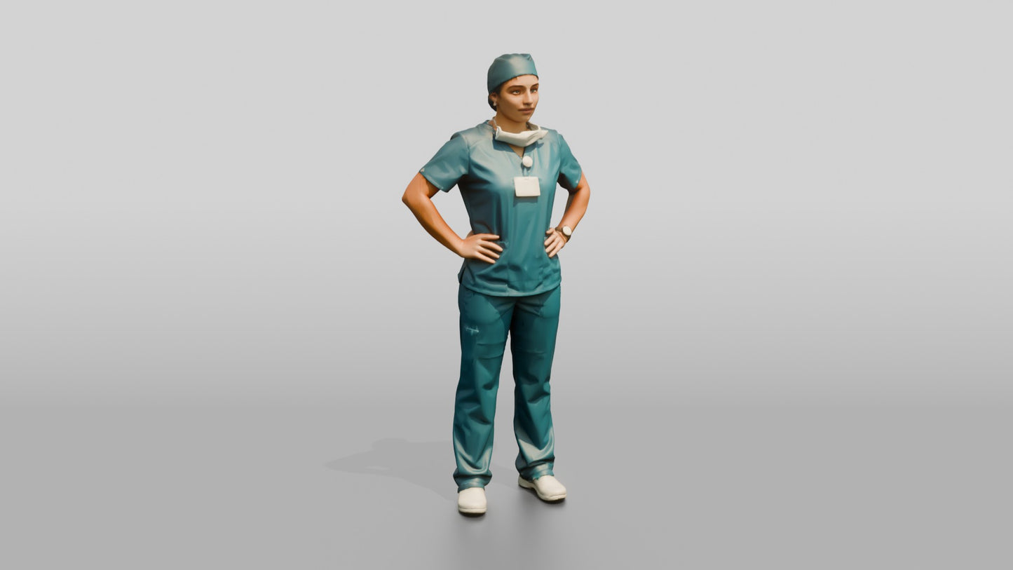 Young Hispanic Woman Doctor with Hands on Hips