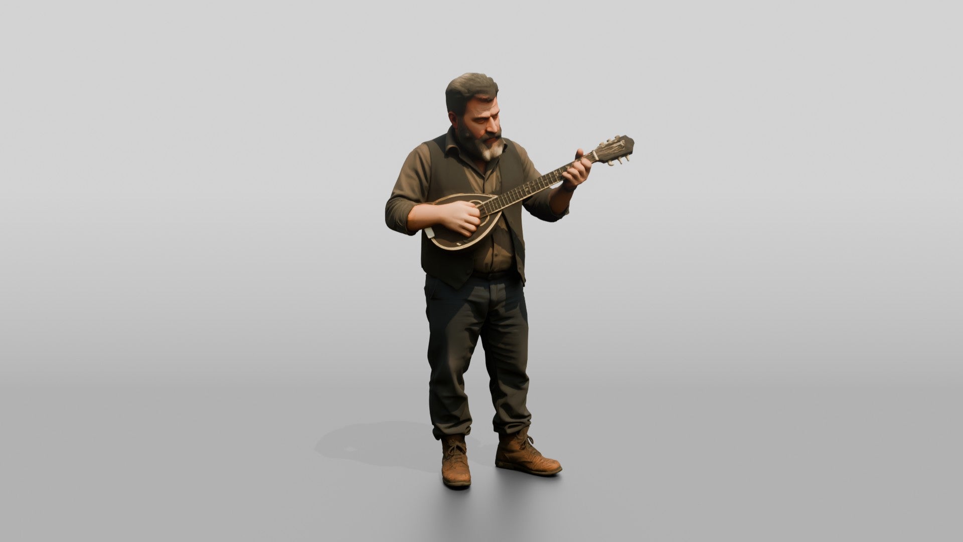 Baglama Player Plucking String Instrument