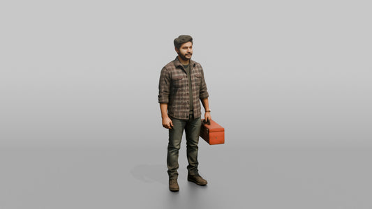 Father Carrying A Toolbox By Its Handle - 3D character model