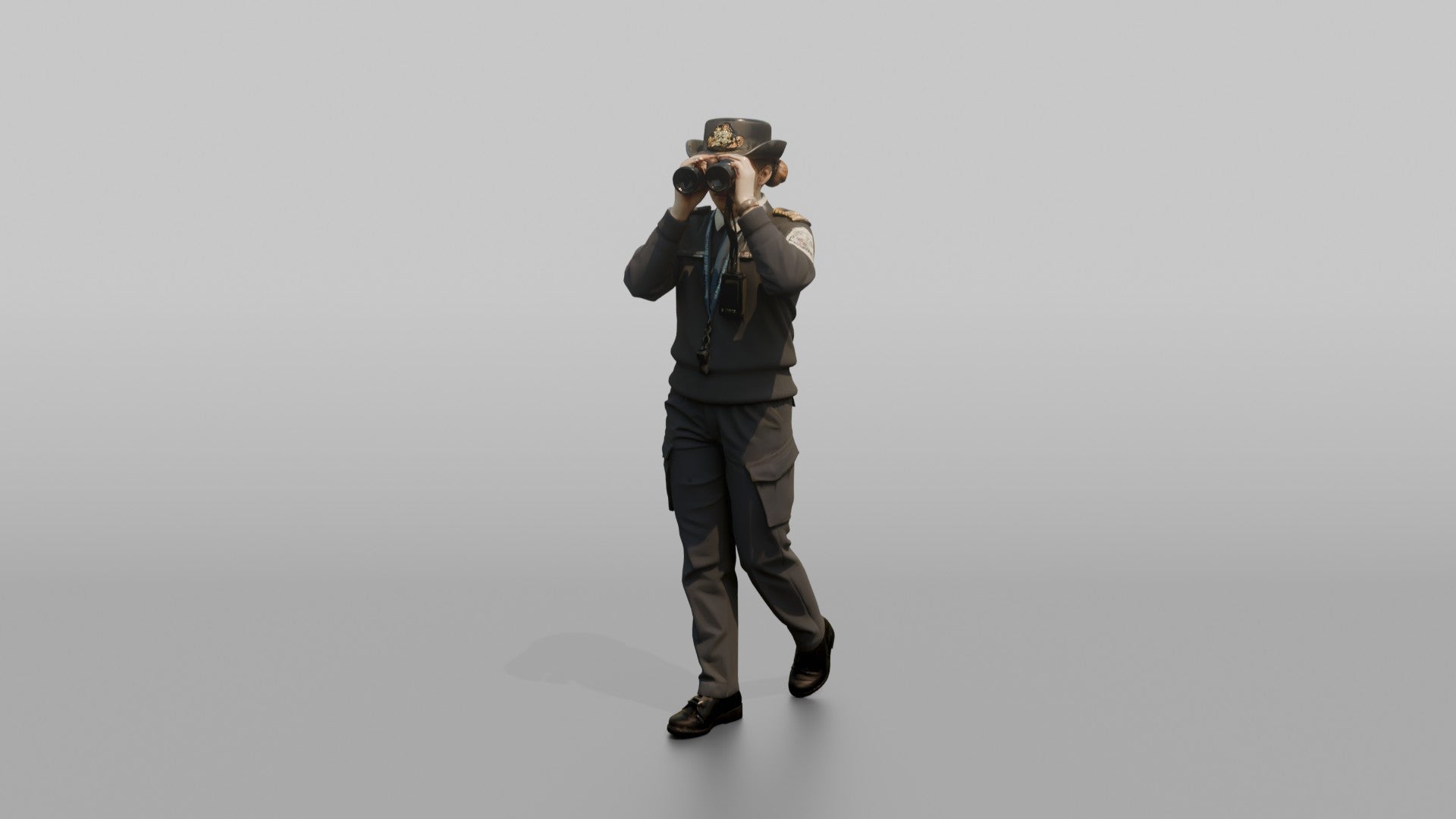 Navigation Officer Scanning the Horizon with Binoculars