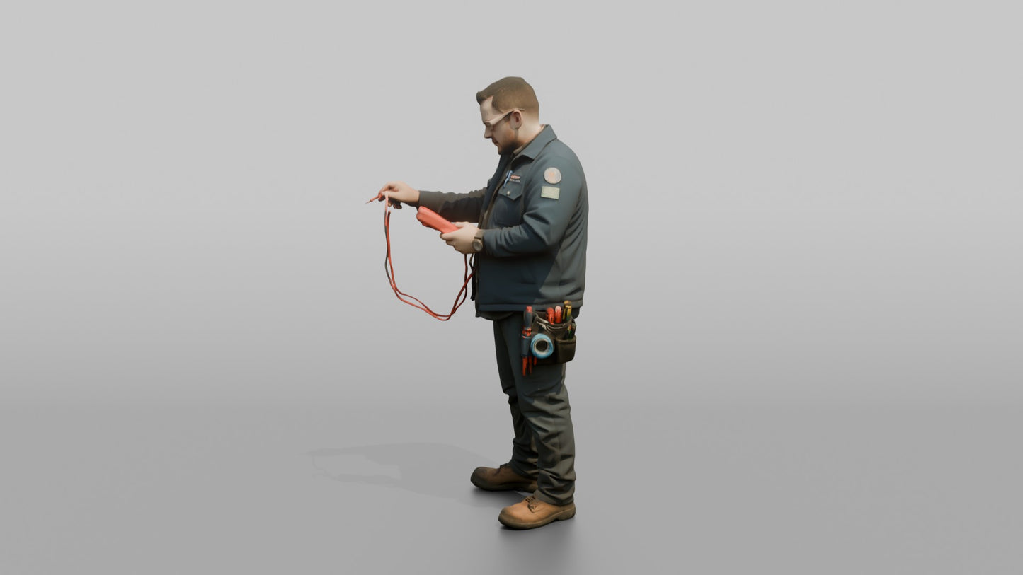 Electrical Engineer Testing Wires with a Multimeter