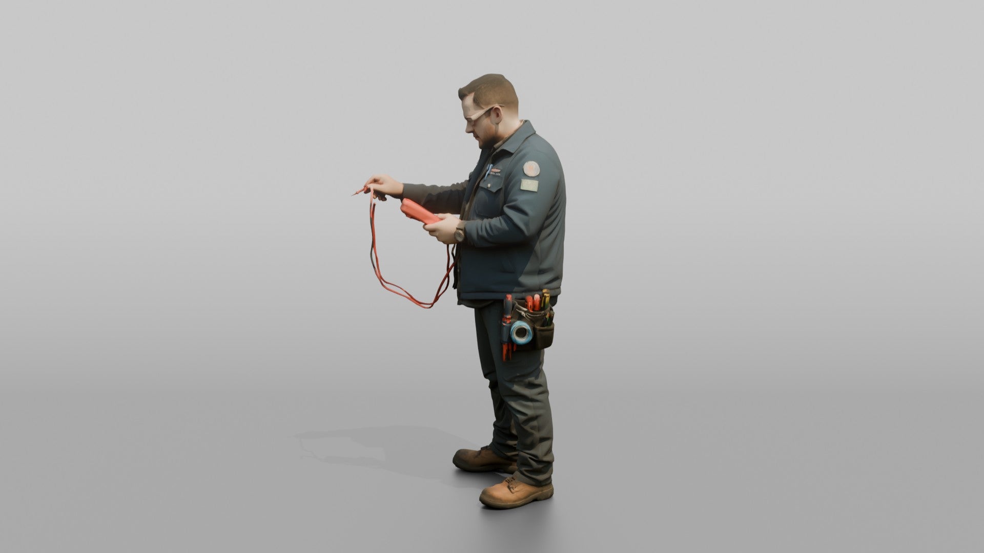 Electrical Engineer Testing Wires with a Multimeter
