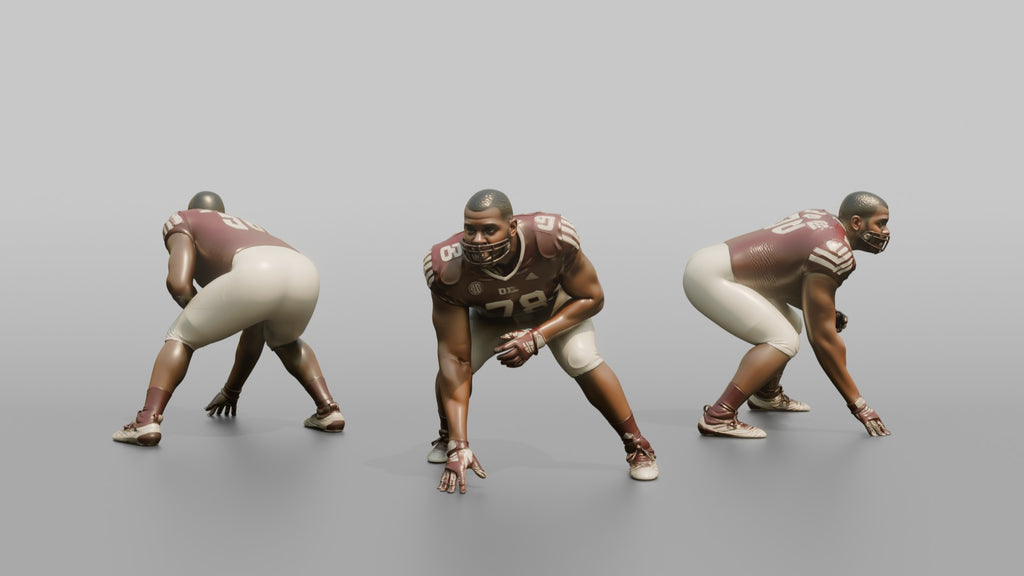Offensive Lineman in a Three-Point Stance