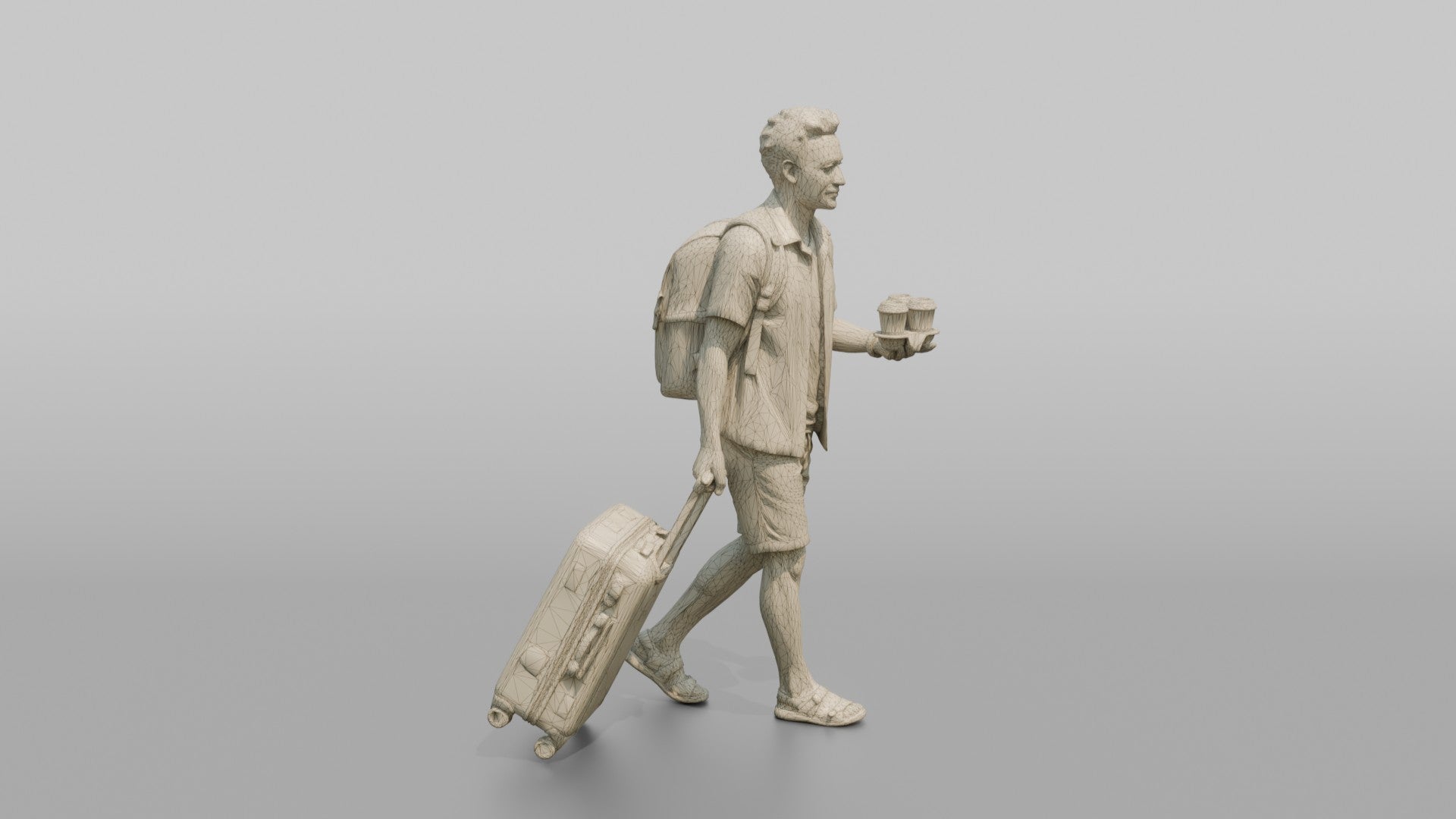 Traveler Carrying Coffee To The Gate