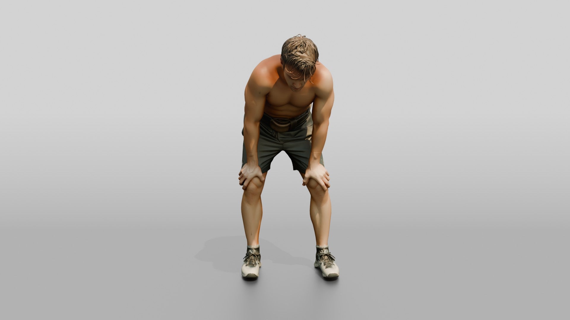 Man Catching Breath After Workout
