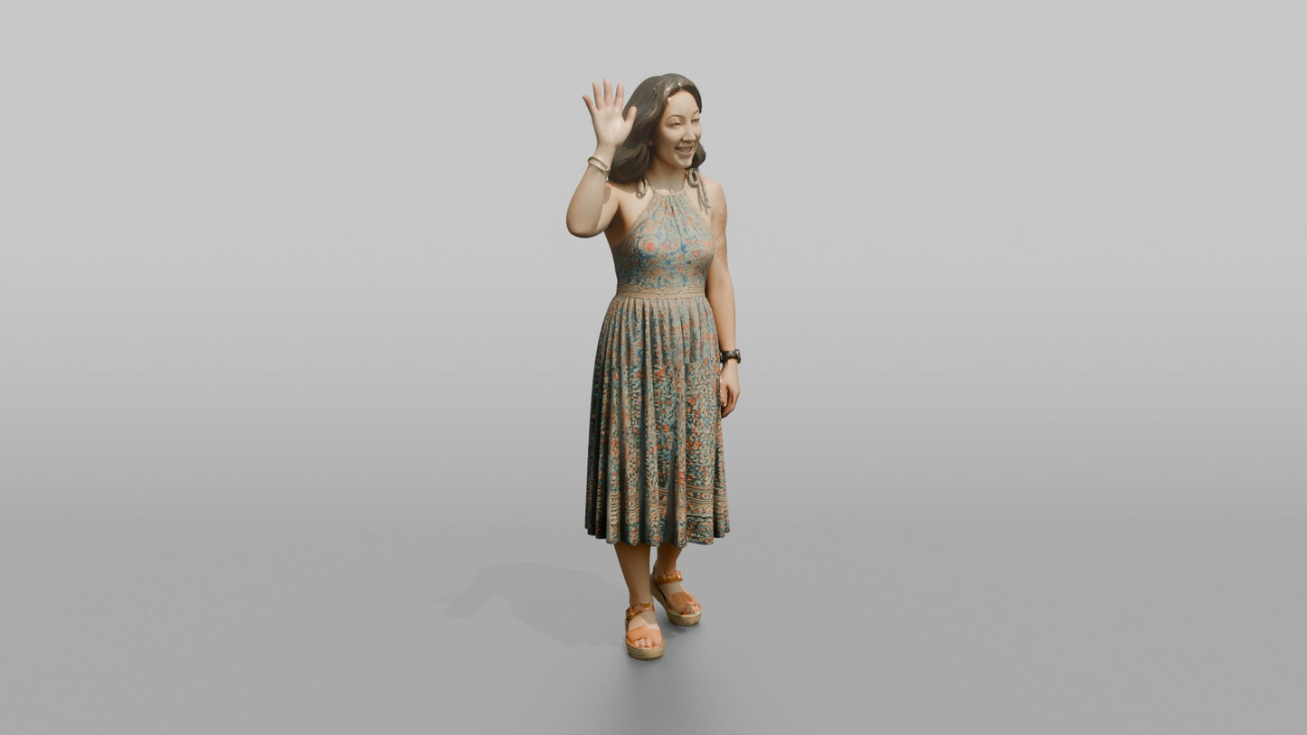 Vacationer Wearing Halter Dress And Platform Sandals