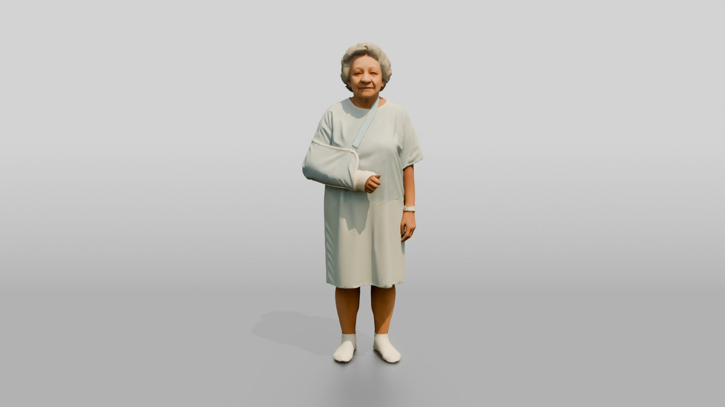 Elderly Woman Patient with Arm in a Sling