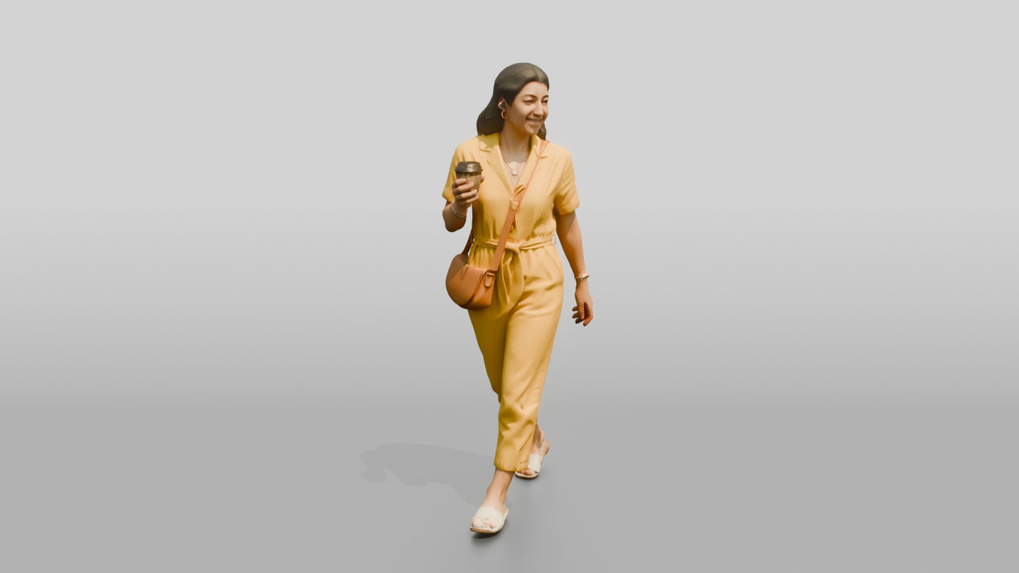 Petite Italian Woman Holding a Takeaway Coffee