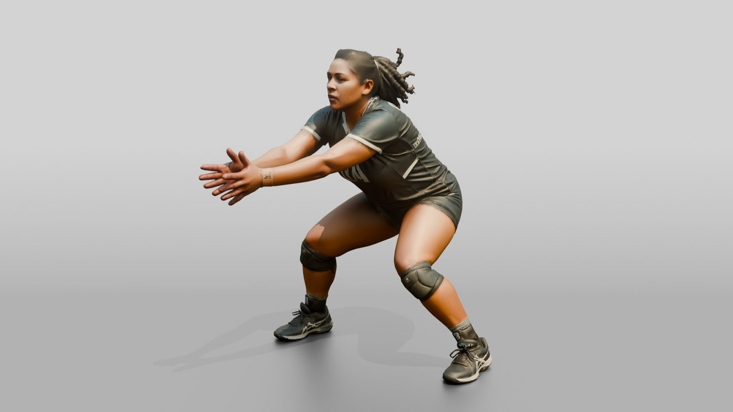 Hispanic Female Volleyball Player in Dark Grey Uniform