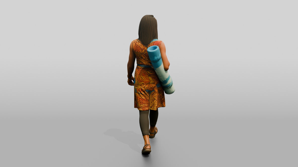 West African Female Walking - 3D character model, view 3