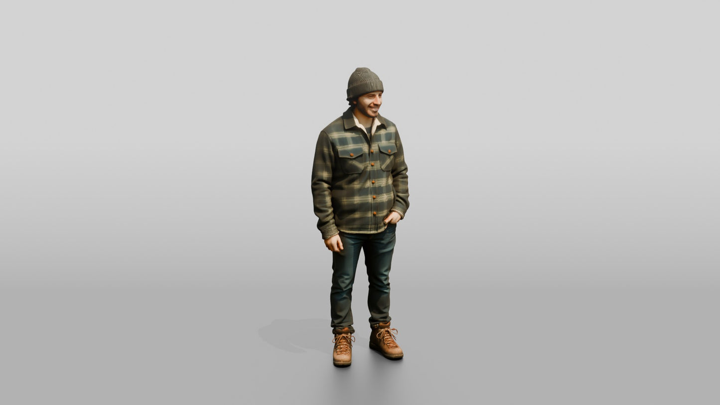 Latino Man in Fleece-Lined Flannel Jacket