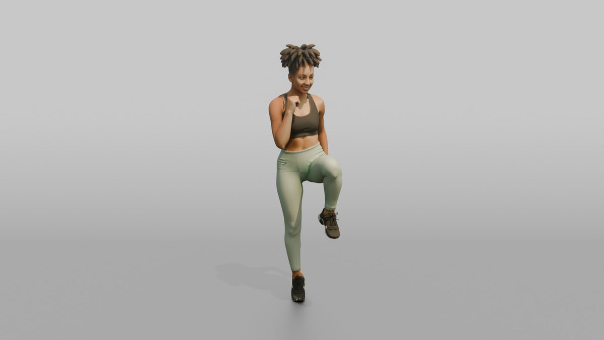 Bodyweight Athlete Woman Doing A Standing Knee Raise - 3D character model