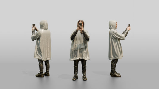 White Teen Girl Photographing the Rain