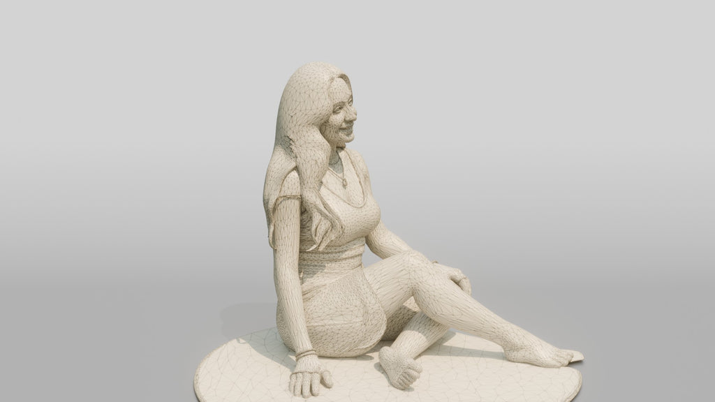 Woman Sitting on a Woven Mat