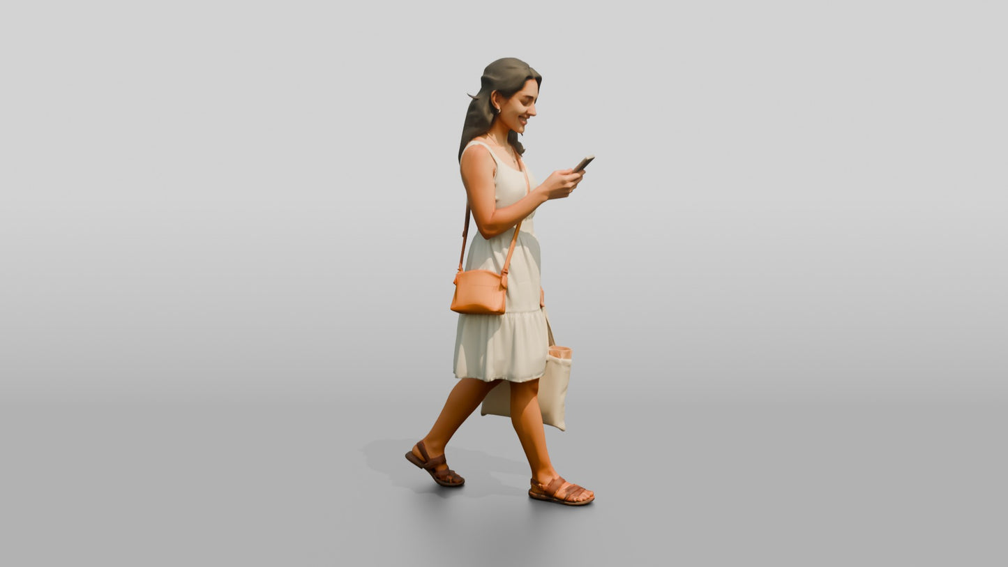 Slender Spanish Woman Looking at Her Phone