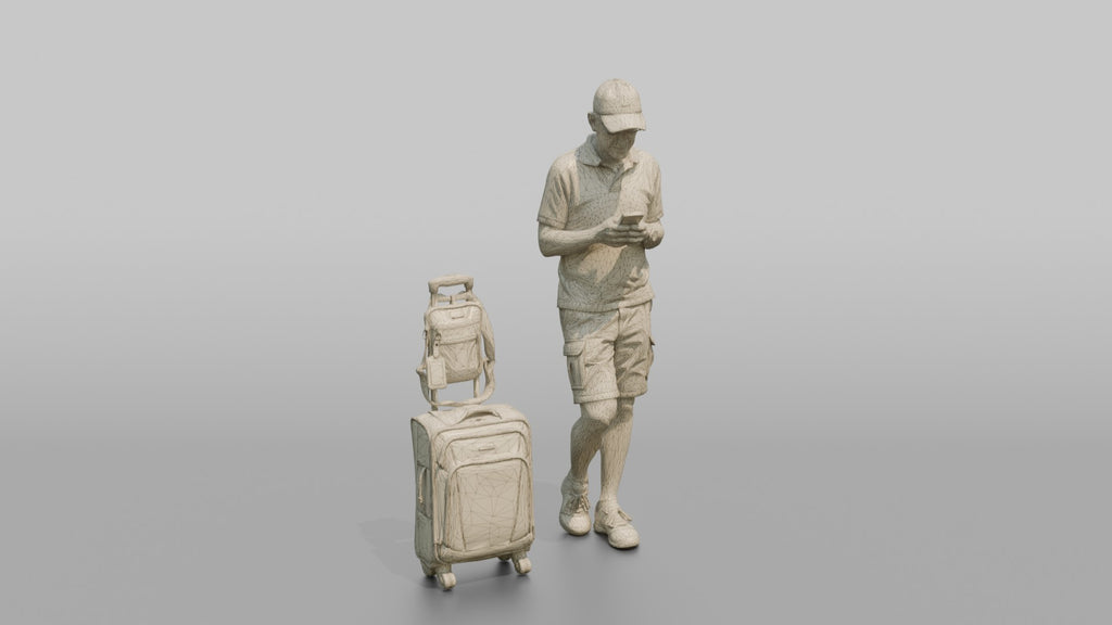 Traveler Leaning Against A Pillar