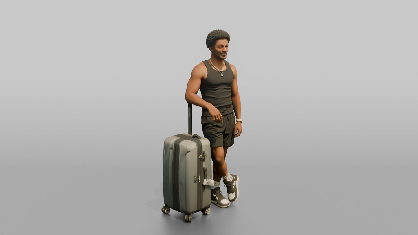 Vacationer Wearing Sleek Black Tank Top