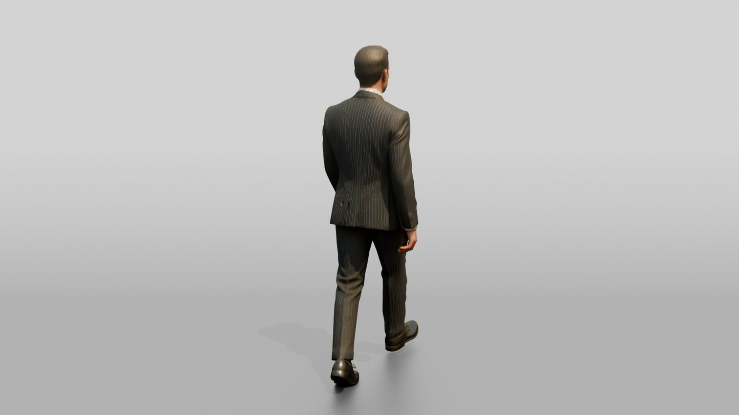 Businessman Walking in a Navy Suit