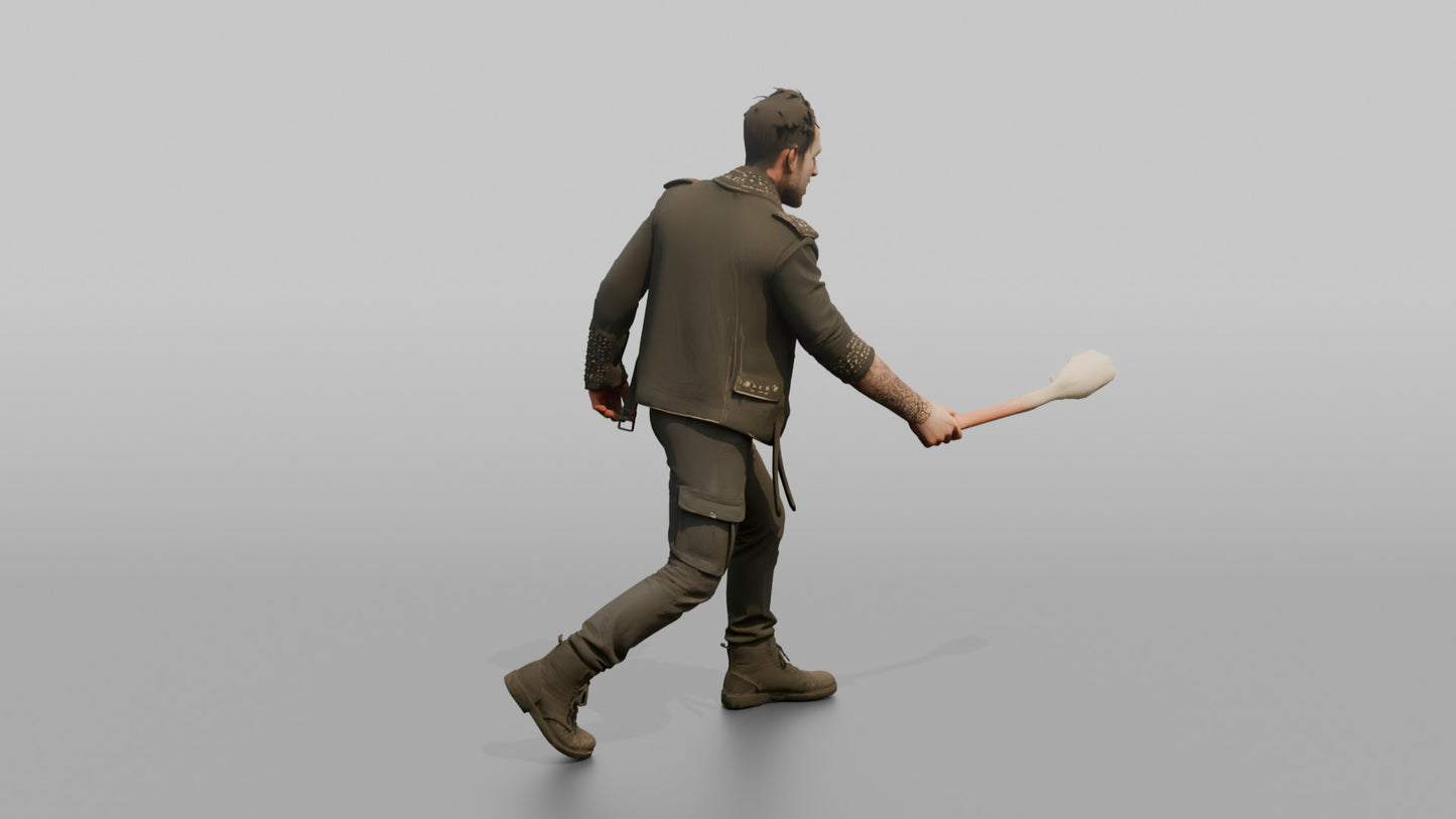 Protester Man Swinging a Padded Bat
