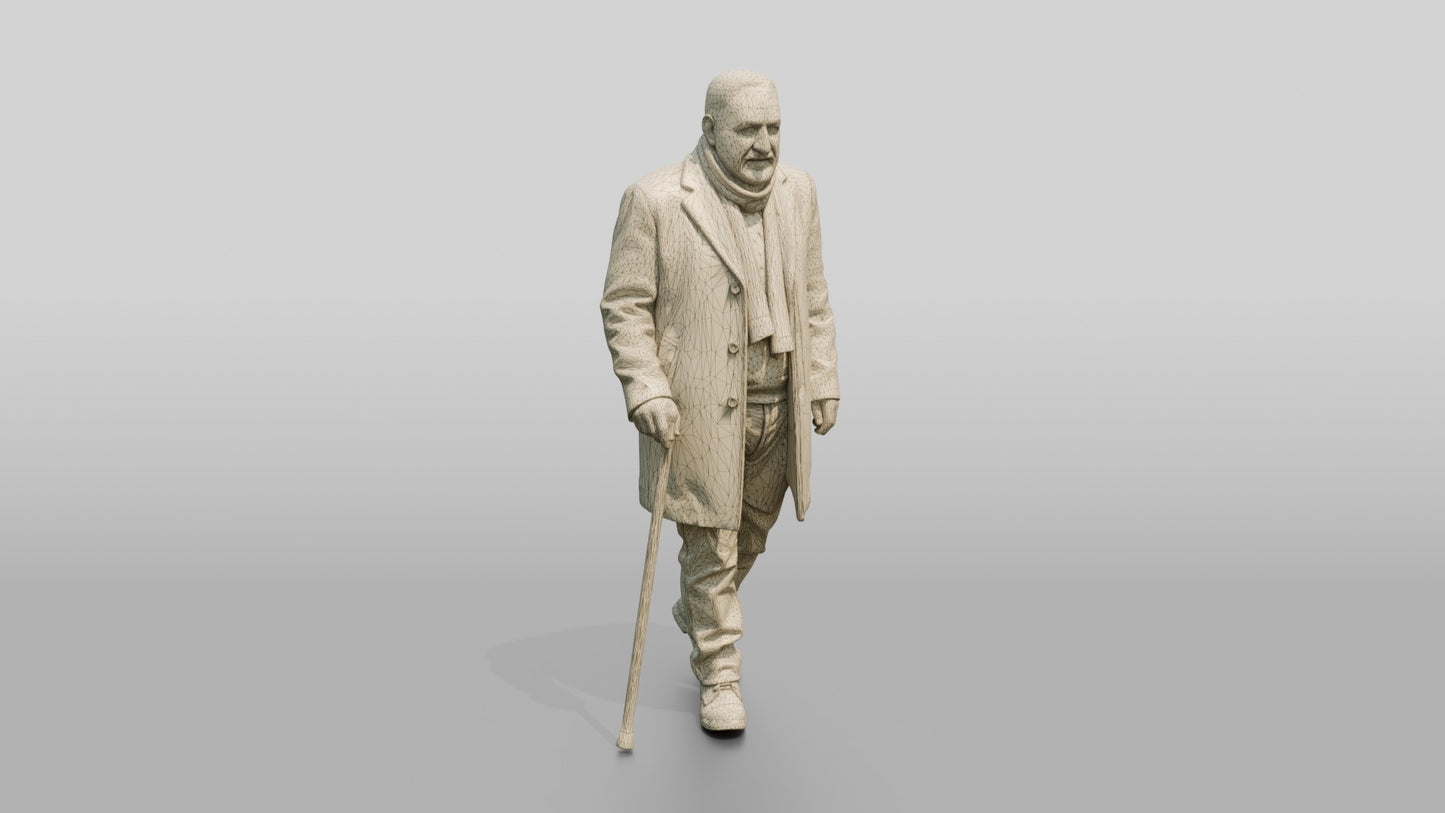 Elderly Middle Eastern Man in Wool Coat
