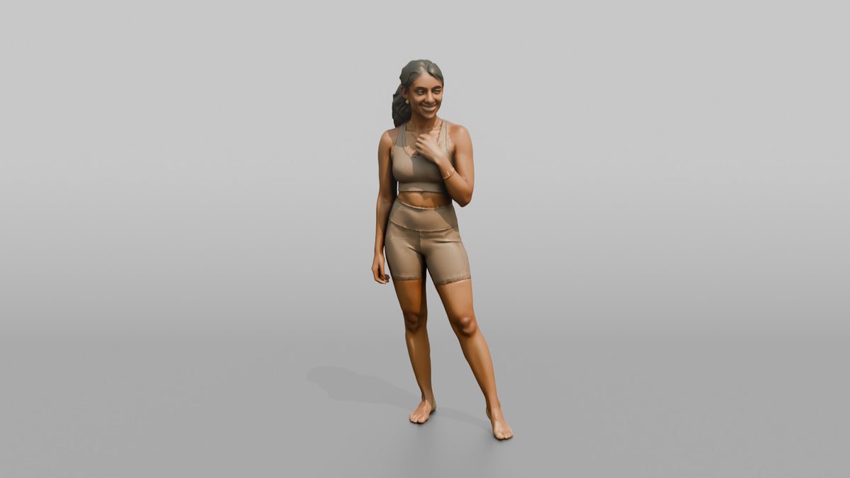 Fitness Influencer Woman Standing Confidently, Looking To The Side - 3D character model, view 4