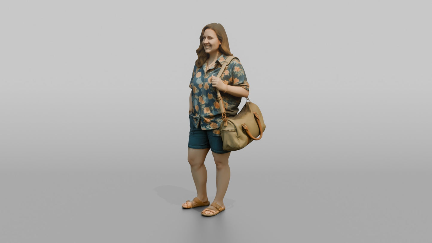 Vacationer Wearing Loose Floral Shirt