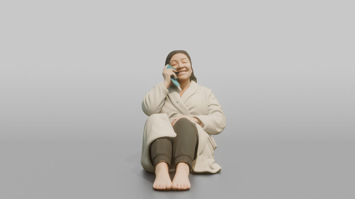 Spa Client Man Reclining Pose, Holding A Cold Eye Mask Near The Face - 3D character model