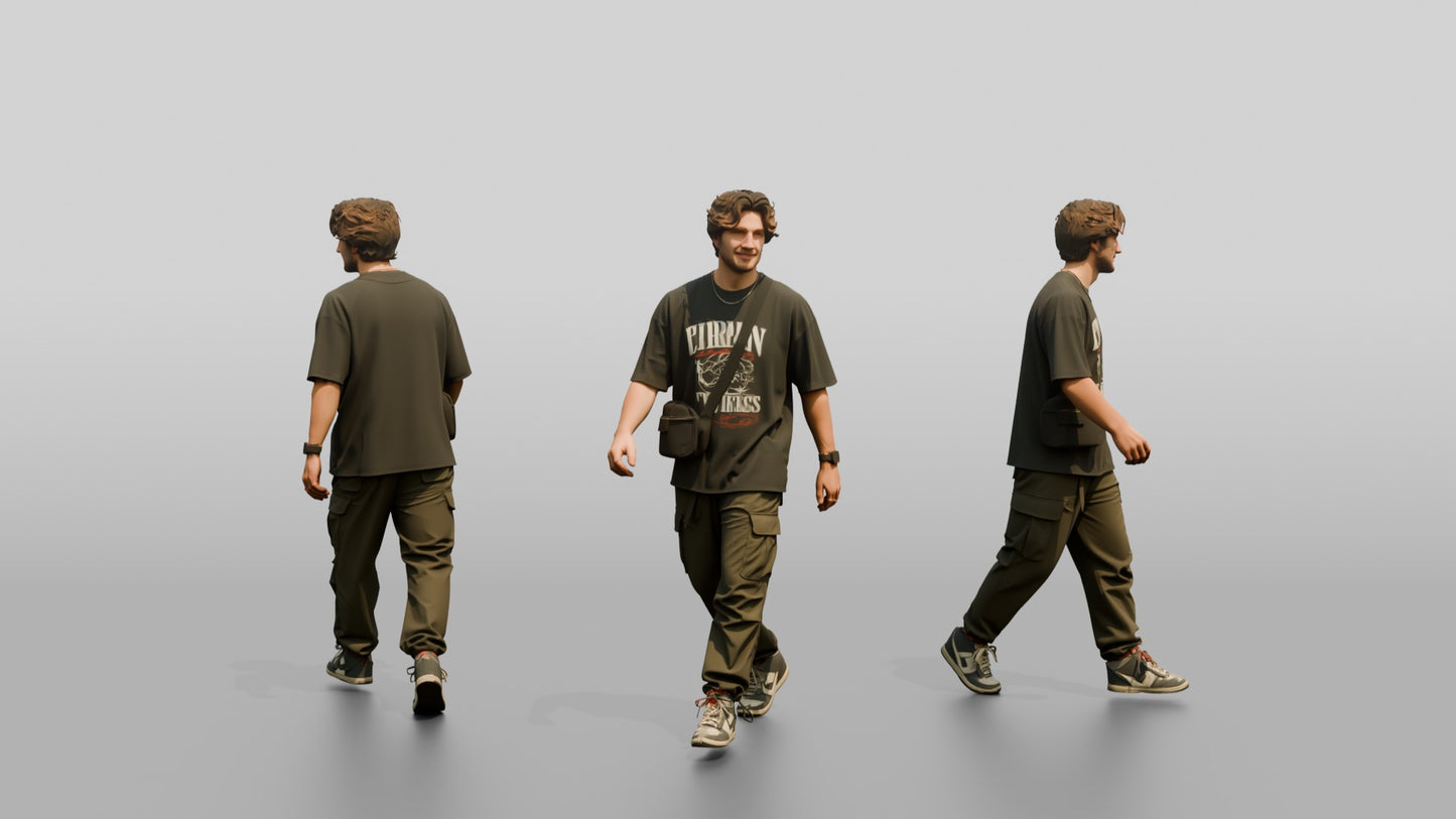 Caucasian Man in Oversized Graphic Tee
