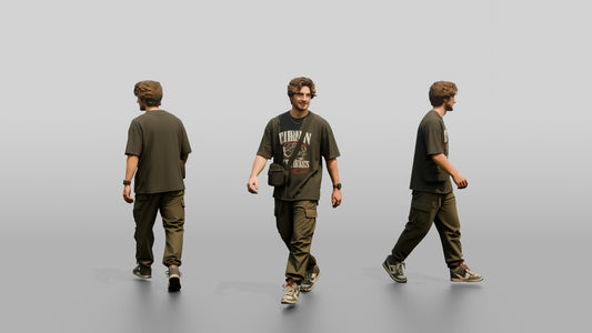 Caucasian Man in Oversized Graphic Tee