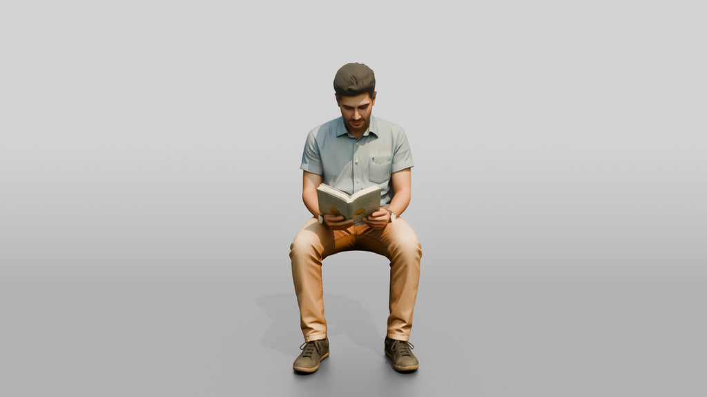 Young Syrian Man Reading on a Park Bench